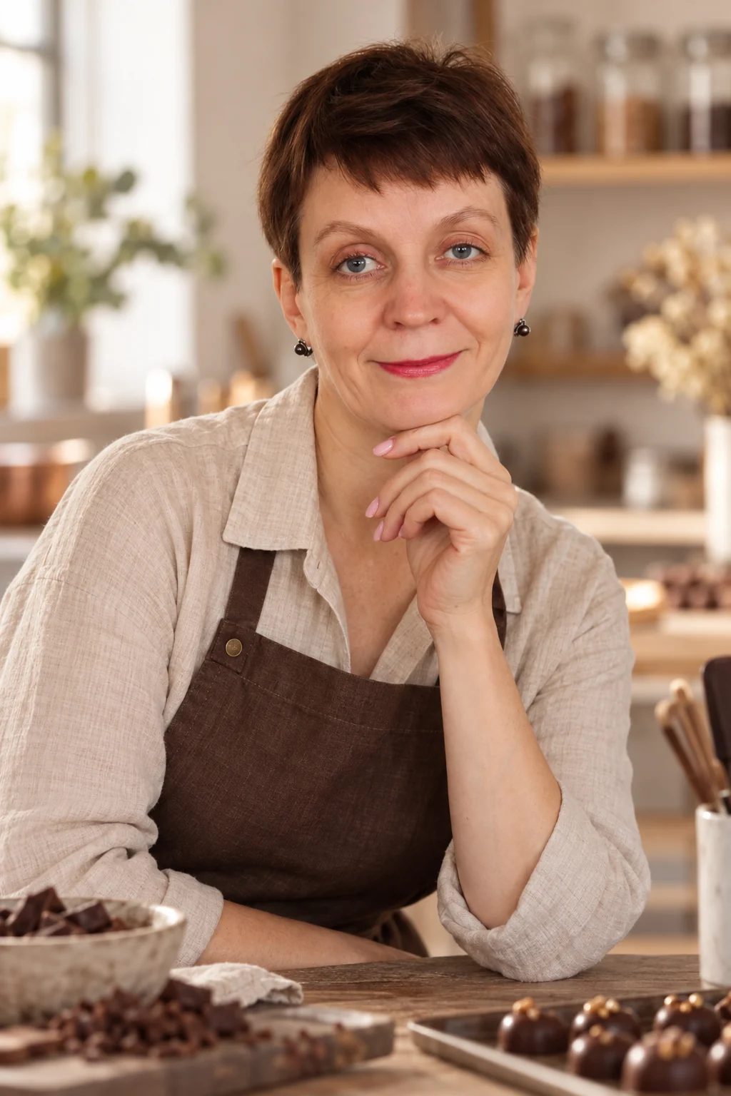 Елена Кинаш готовит десерты в своей мастерской